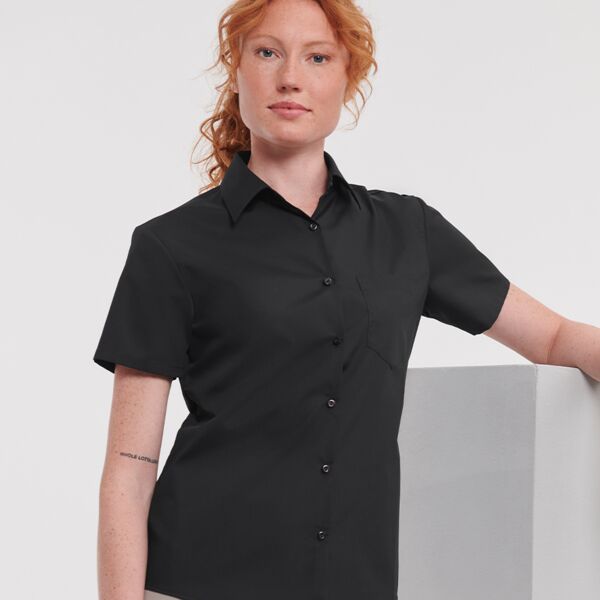 Russell Collection Ladies Short Sleeve Easy Care Poplin Shirt Thumbnail